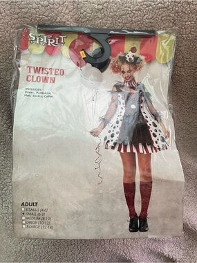 Spirit Twisted Clown Costume - White, Black & Red